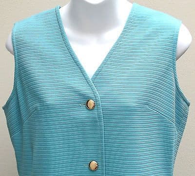 Vintage 1960s dress size 12 UNUSED crimped polyester Caprice SHOP SOILED blue